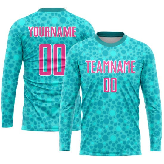 Soccer Pink-White Custom Sublimation Uniform Aqua Jersey