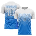 Powder Sublimation Custom Blue White Soccer Uniform Jersey