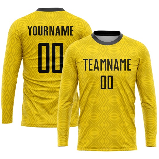 Soccer Gold Sublimation Black Custom Jersey Uniform