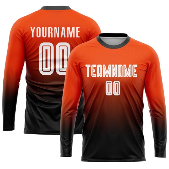Uniform Soccer Fashion White-Black Fade Orange Sublimation Jersey Custom