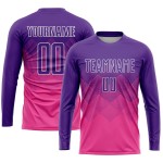 Soccer Sublimation Custom Pink Uniform Jersey Purple-White