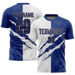 White-Old Scratch Jersey Royal Gold Soccer Graffiti Pattern Custom Uniform Sublimation