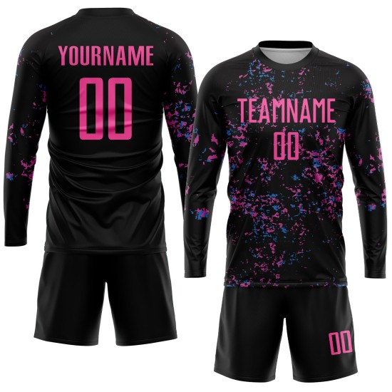 Uniform Black Soccer Custom Blue Jersey Sublimation Pink-Light Uniform Black Soccer Custom Blue Jersey Sublimation Pink-Light