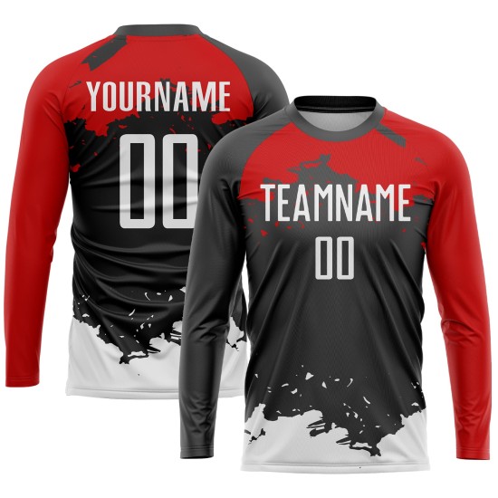 Uniform Soccer Black White-Red Custom Sublimation Jersey