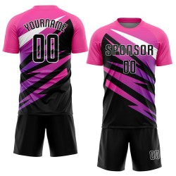 Soccer Sublimation Pink Black-White Uniform Jersey Custom