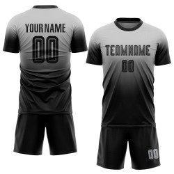 Black Jersey Sublimation Soccer Fade Fashion Custom Uniform Gray