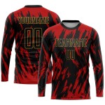 Black-Old Sublimation Jersey Uniform Gold Red Custom Soccer
