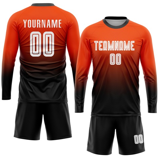 Uniform Soccer Fashion White-Black Fade Orange Sublimation Jersey Custom