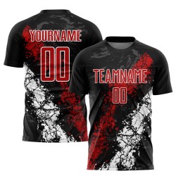 Jersey Red-White Custom Uniform Black Soccer Sublimation