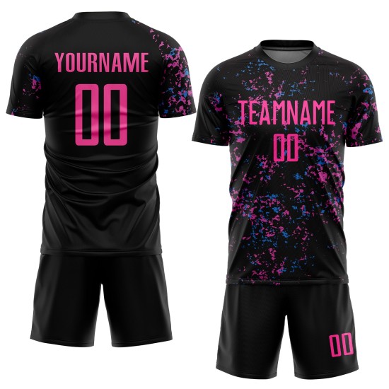Uniform Black Soccer Custom Blue Jersey Sublimation Pink-Light Uniform Black Soccer Custom Blue Jersey Sublimation Pink-Light