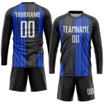 Custom Jersey Soccer Uniform Black Sublimation White-Royal