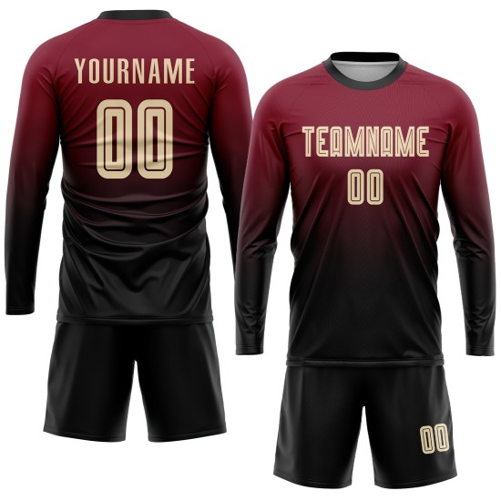 Custom Soccer Jersey Sublimation Crimson Cream-Black Fade Uniform Fashion