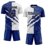 White-Old Scratch Jersey Royal Gold Soccer Graffiti Pattern Custom Uniform Sublimation