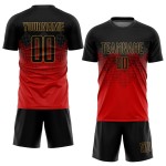 Uniform Gold Custom Sublimation Jersey Black-Old Red Soccer