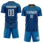 Sublimation Custom Blue Soccer Uniform White-Black Jersey