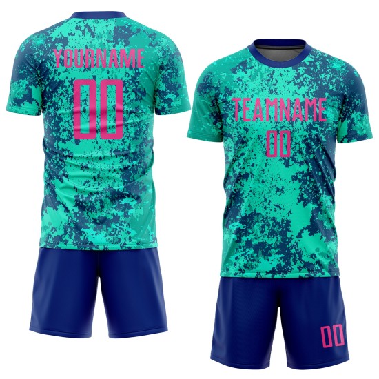 Pink-Royal Teal Custom Uniform Sublimation Jersey Soccer