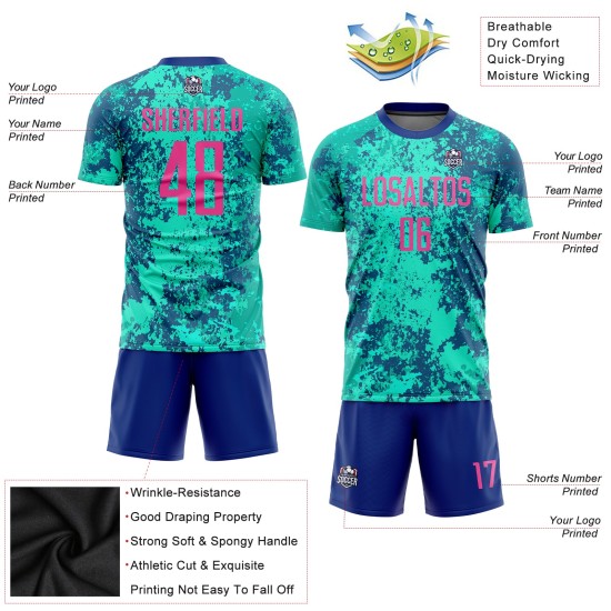 Pink-Royal Teal Custom Uniform Sublimation Jersey Soccer