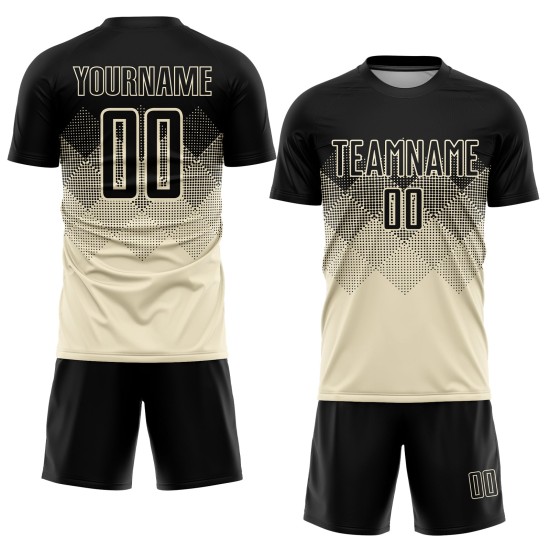 Cream Jersey Black Sublimation Custom Uniform Soccer