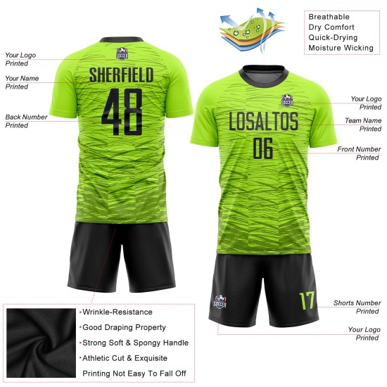 Uniform Green Custom Jersey Neon Black Soccer Sublimation