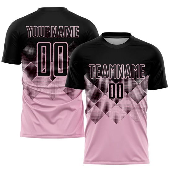 Custom Uniform Light Pink Jersey Sublimation Soccer Black Custom Uniform Light Pink Jersey Sublimation Soccer Black