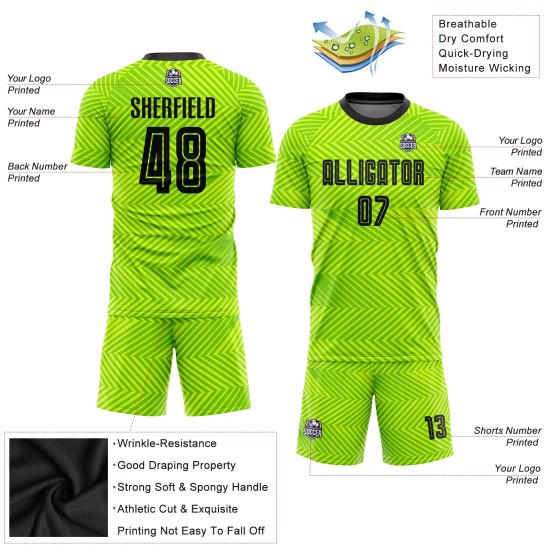 Custom Sublimation Uniform Jersey Black Soccer Green Neon