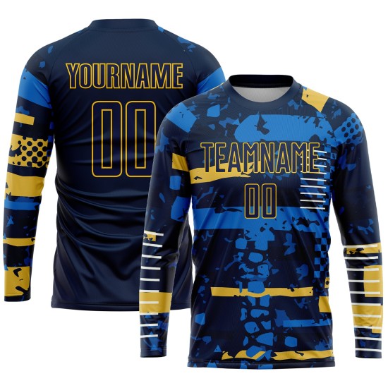 Custom Uniform Sublimation Jersey Navy Soccer Navy-Gold