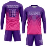 Soccer Sublimation Custom Pink Uniform Jersey Purple-White