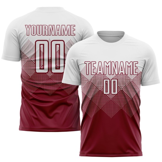 White Jersey Crimson Soccer Uniform Sublimation Custom