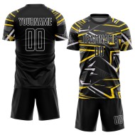 Custom Jersey Black Soccer Sublimation Uniform Black-Gold