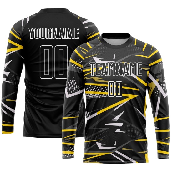 Custom Jersey Black Soccer Sublimation Uniform Black-Gold