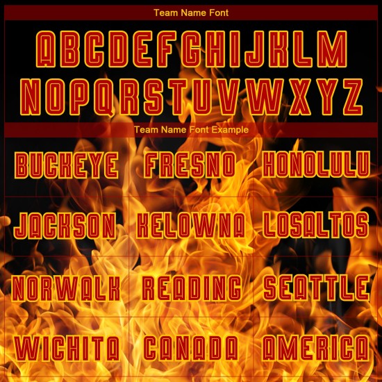 Sublimation Red-Gold Black Flame Soccer Uniform Custom Jersey