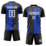 Custom Jersey Soccer Uniform Black Sublimation White-Royal