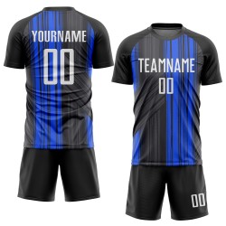 Custom Jersey Soccer Uniform Black Sublimation White-Royal Custom Jersey Soccer Uniform Black Sublimation White-Royal