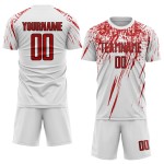 Sublimation White Soccer Custom Red-Black Uniform Jersey